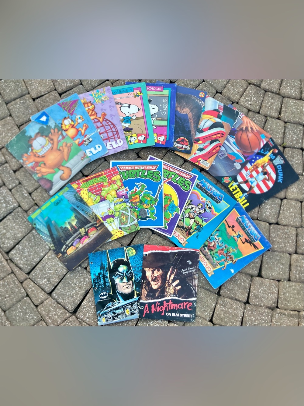 🔥Vintage Lot 70s 80s 90s School Folders TMNT MOTU Batman Garfield Sneaks Snoopy